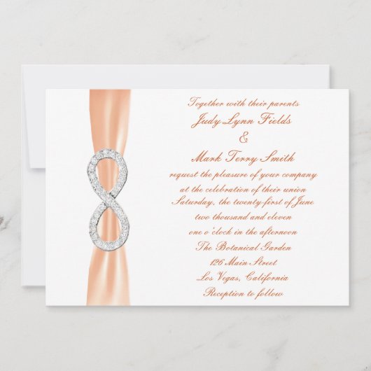Faire-part de mariage d'infini diamant orange (Devant)