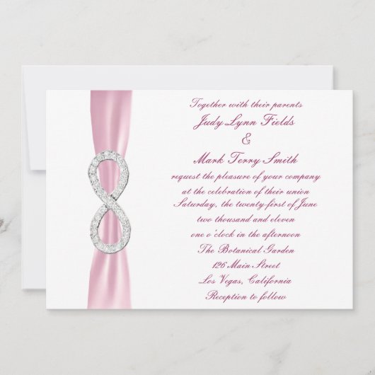 Faire-part de mariage d'infini diamant rose (Devant)