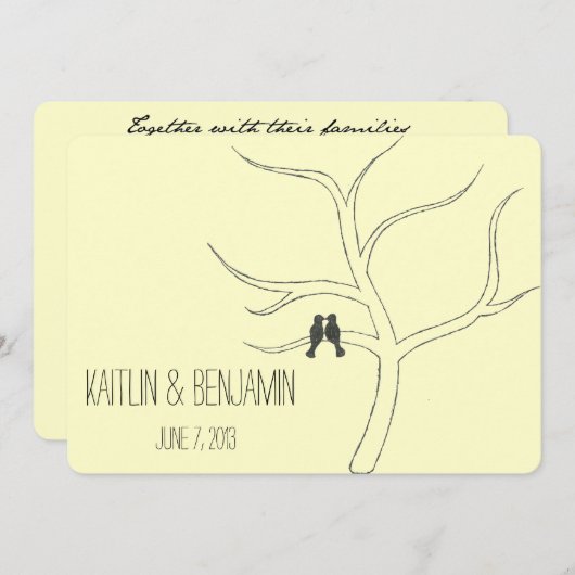 Faire-part de mariage d'inséparable (Devant / Derrière)