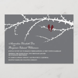 Faire-part de mariage d'inséparables (canneberge)