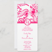 Faire-part de mariage d'inséparables de framboise (Devant)