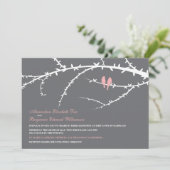 Faire-part de mariage d'inséparables (rose) (Debout devant)
