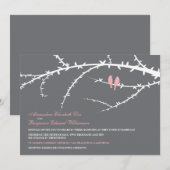 Faire-part de mariage d'inséparables (rose) (Devant / Derrière)