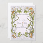 Faire-part de mariage d'inspiration Art nouveau (Devant / Derrière)