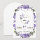 Faire-part de mariage d'inspiration violet (Devant / Derrière)