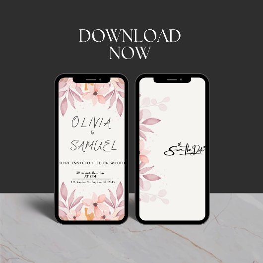 faire-part de mariage d'invitation à fleurs et sim