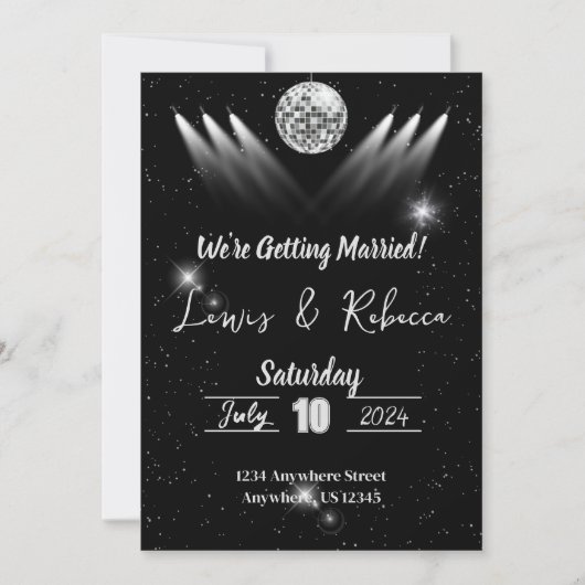 Faire-part de mariage Disco super (Devant)