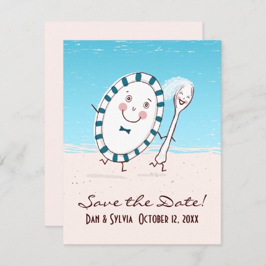 Faire-part de mariage Dish & Spoon Save the Date (Devant / Derrière)