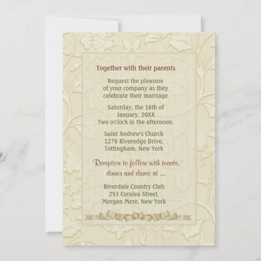 Faire-part de mariage d'ivoire de chats posh 2 (Dos)