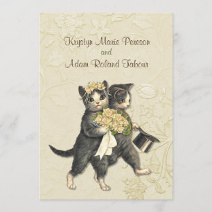 Faire-part de mariage d'ivoire de chats posh 2
