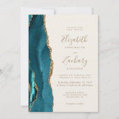 Faire-part de mariage d'ivoire moderne Turquoise G (Devant)