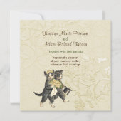 Faire-part de mariage d'ivoire Posh Cats (Devant)