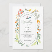 Faire-part de mariage d'oiseau floral esthétique (Devant)