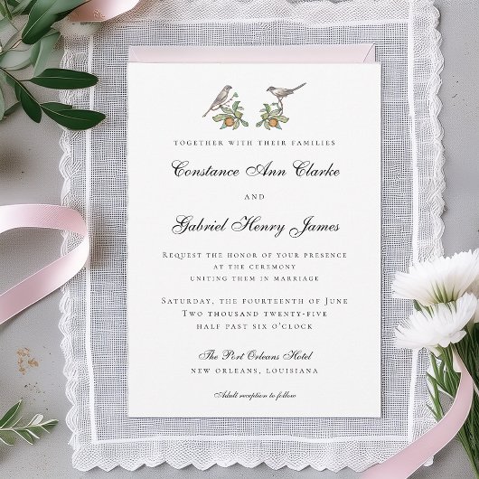Faire-part de mariage d'oiseaux d'amour