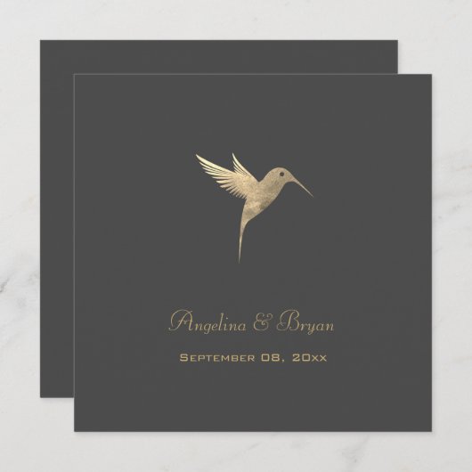 Faire-part de mariage d'oiseaux de Humming (Devant / Derrière)