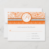 Faire-part de mariage d'oiseaux de l'amour orange (Dos)