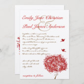 Faire-part de mariage d'oiseaux de l'arbre rouge (Devant / Derrière)