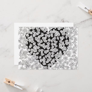 Faire-part de mariage doodle aux feuilles de coeur