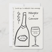 Faire-part de mariage doodle mignon (Devant)