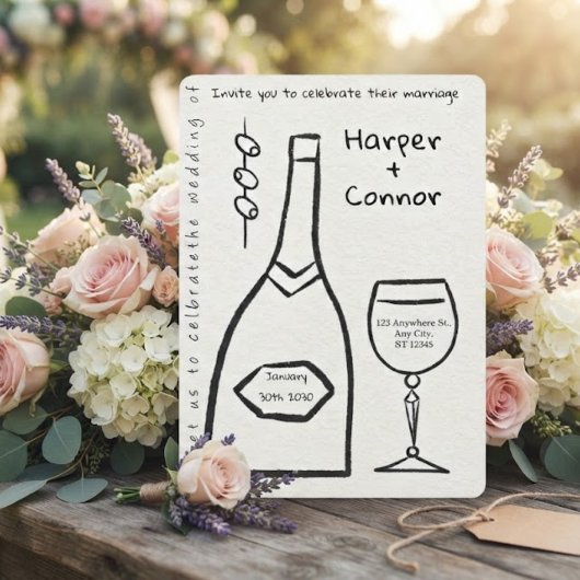 Faire-part de mariage doodle mignon