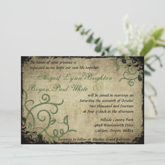 Faire-part de mariage Doodle vintage (Debout devant)