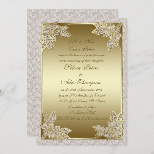 Faire-part de mariage d'or (Devant / Derrière)