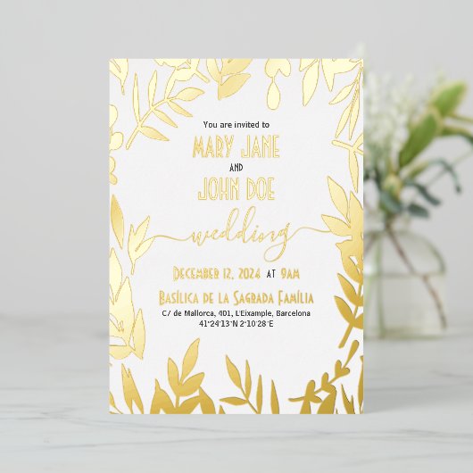 Faire-part de mariage d'or (Debout devant)