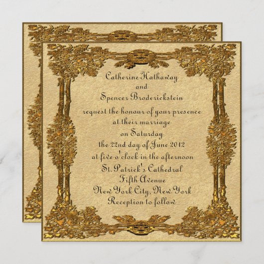 Faire-part de mariage d'or de conte de fées (Devant / Derrière)