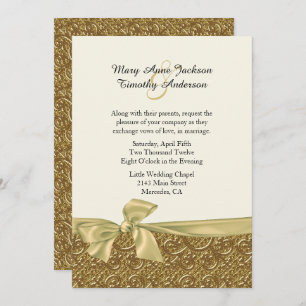 Faire-part de mariage d'or de coutume d'élégance