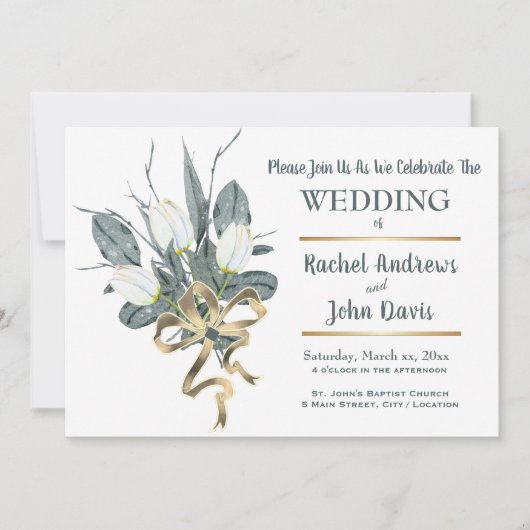 Faire-part de mariage d'or des Tulipes blanches (Devant)