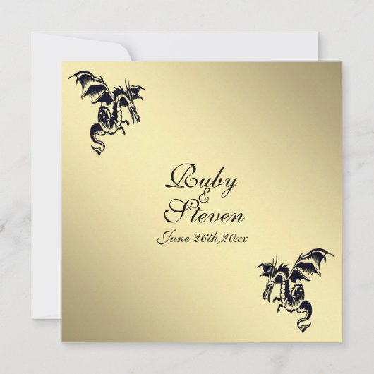 Faire-part de mariage d'or Dragon (Dos)