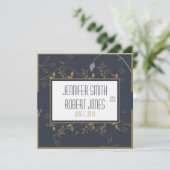 Faire-part de mariage d'or et d'ardoise (Debout devant)