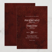 Faire-part de mariage d'or et de Bourgogne (Devant / Derrière)