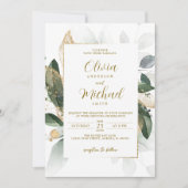 Faire-part de mariage d'or Eucalyptus (Devant)