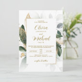 Faire-part de mariage d'or Eucalyptus (Debout devant)