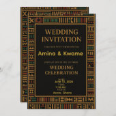 Faire-part de mariage d'or Kente (Devant / Derrière)