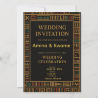 Faire-part de mariage d'or Kente