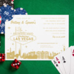 Faire-part de mariage d'or Las Vegas Strip<br><div class="desc">Illustration de la bande de Las vegas en couleur personnalisée sur arrière - plan de couleur personnalisé. La couleur graphique est modifiable</div>