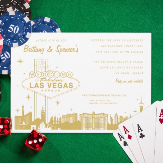 Faire-part de mariage d'or Las Vegas Strip