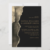 Faire-part de mariage d'or noir et champagne (Devant)