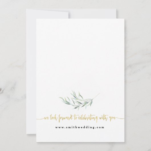 Faire-part de mariage d'or Rose Eucalyptus (Dos)