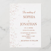 Faire-part de mariage d'or rose moderne (Recto)