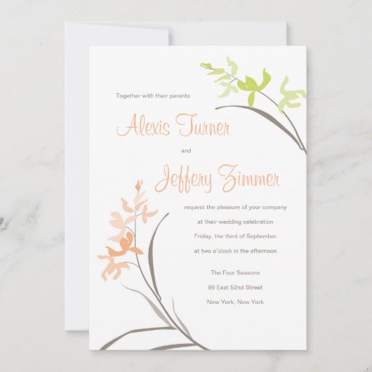 Faire-part de mariage d'orchidée (Devant)