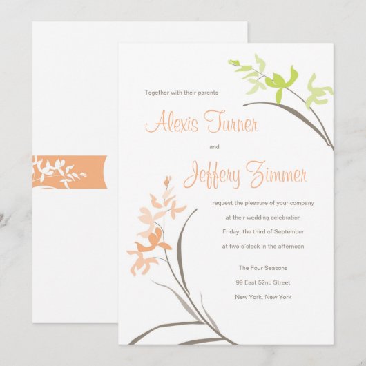 Faire-part de mariage d'orchidée (Devant / Derrière)