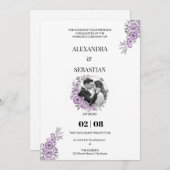 Faire-part de mariage d'orchidée aquarelle (Devant / Derrière)