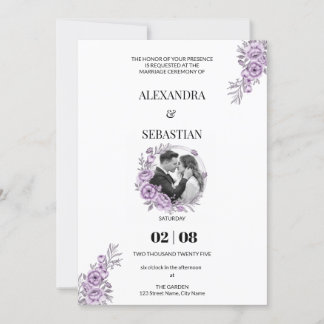 Faire-part de mariage d'orchidée aquarelle