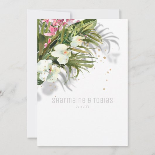 Faire-part de mariage d'orchidée blanche (Dos)