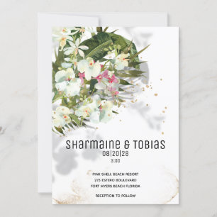 Faire-part de mariage d'orchidée blanche