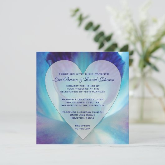 Faire-part de mariage d'orchidée bleue (Debout devant)