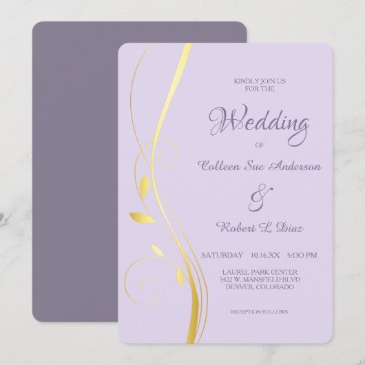 Faire-part de mariage d'orchidée pâle à feuille d' (Devant / Derrière)